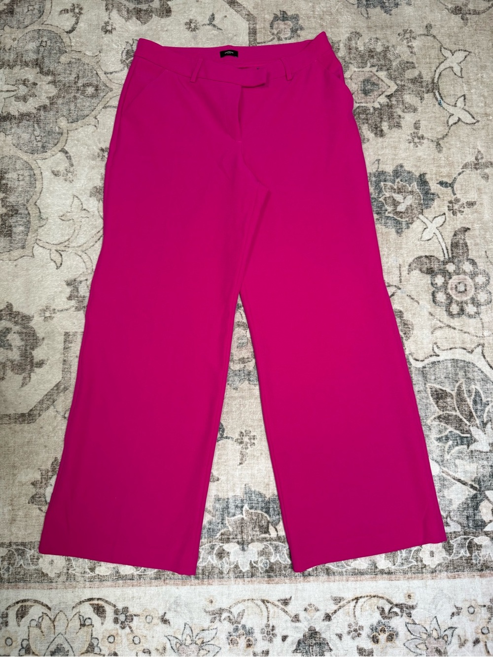 Express Editor Relaxed Trouser Mid Rise 12R Pink Wide-Leg Women's Trousers